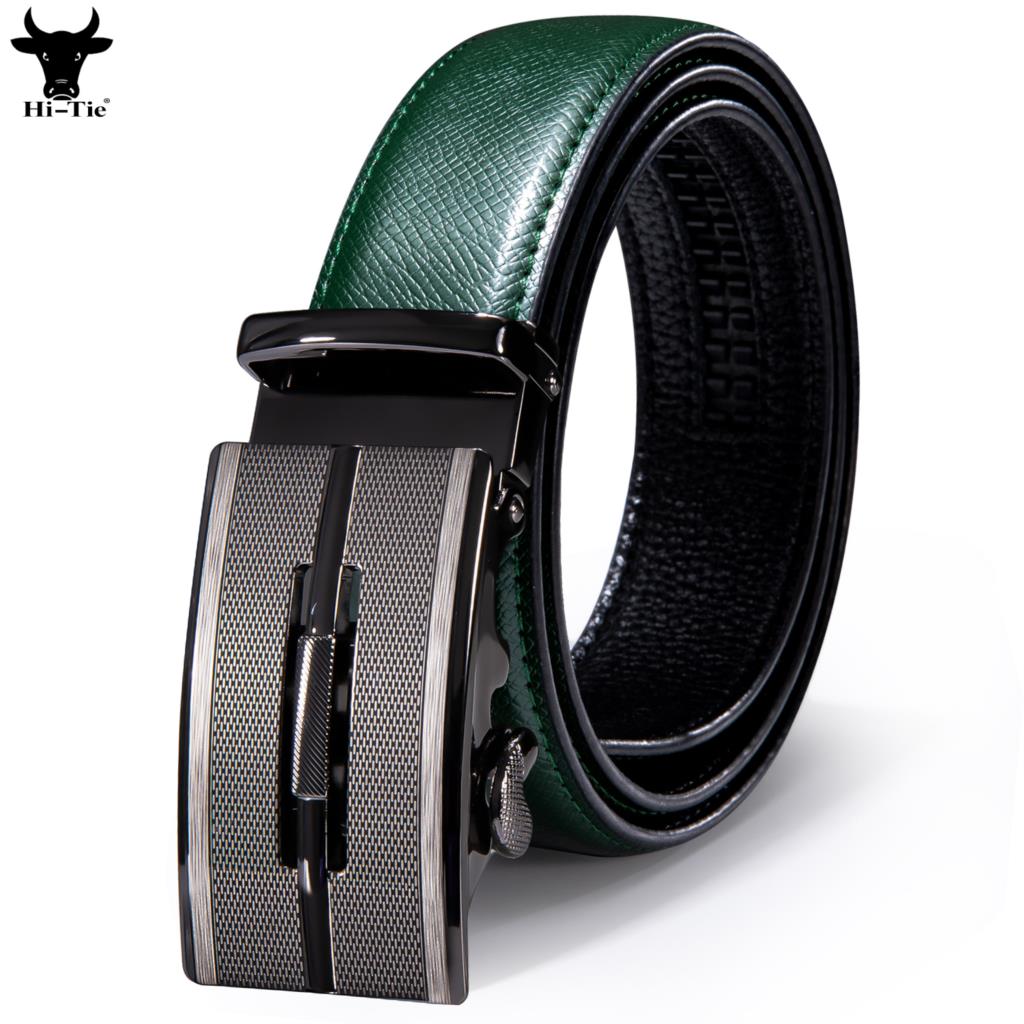 Men'S Formal Wear Belt - Hi-Tie Vintage Silver Automatic Buckles Mens