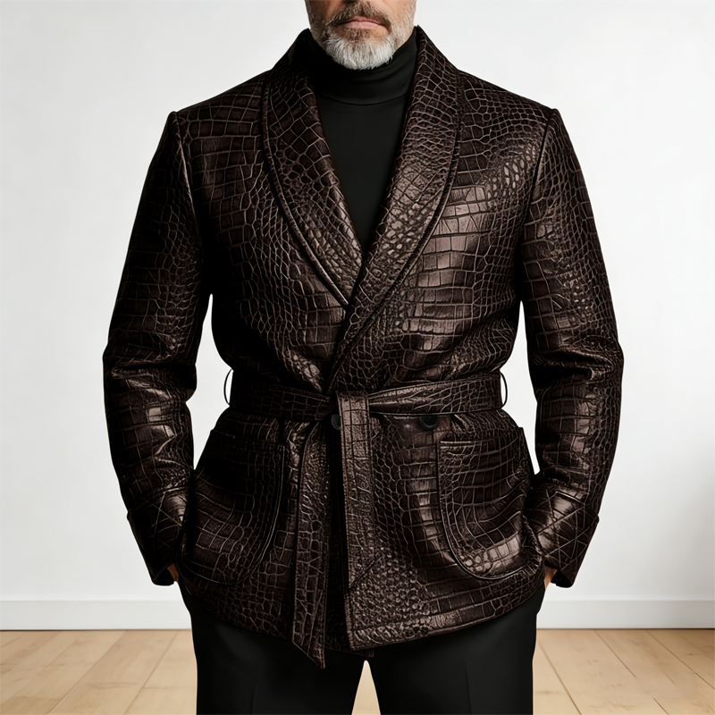 Men Formal Wear Jacket - ﻿ Men's Crocodile Pattern Leather Blazer