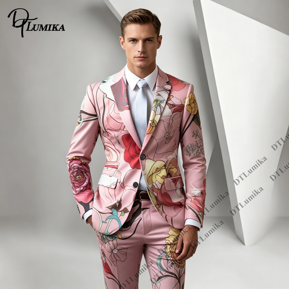 DTLumika Pink Base Floral Prin - Men Formal Wear Photoshoot review and price