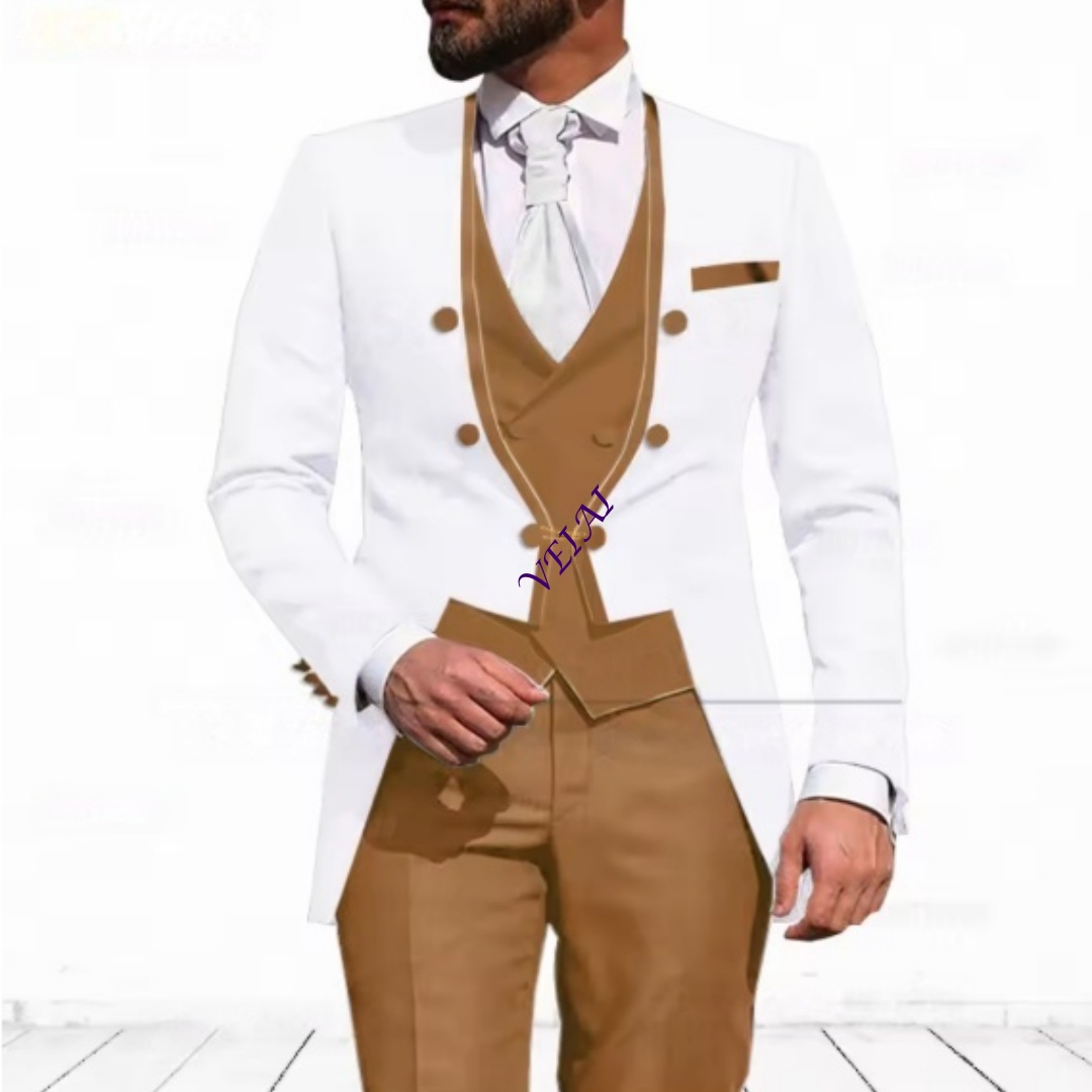 Customized Sky Blue 3-Piece Su - Men Formal Wear Jacket review and price