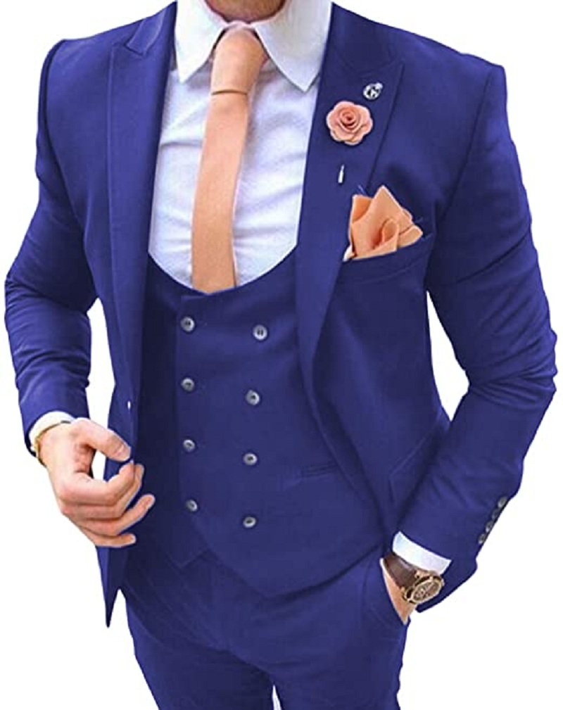 Navy Blue Men's Suits 3 Pcs Co - Men Formal Wear Jacket review and price