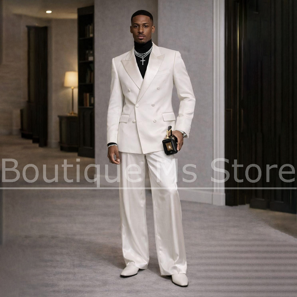 Men's White Satin Suit 2 Piece - Men Formal Wear Modern review and price