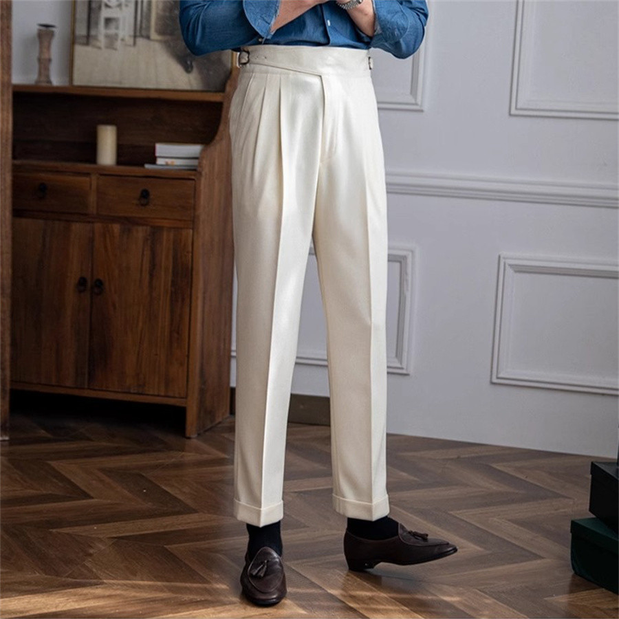 Men Solid Color Suit Trousers  - Men'S Formal Wear Belt review and price