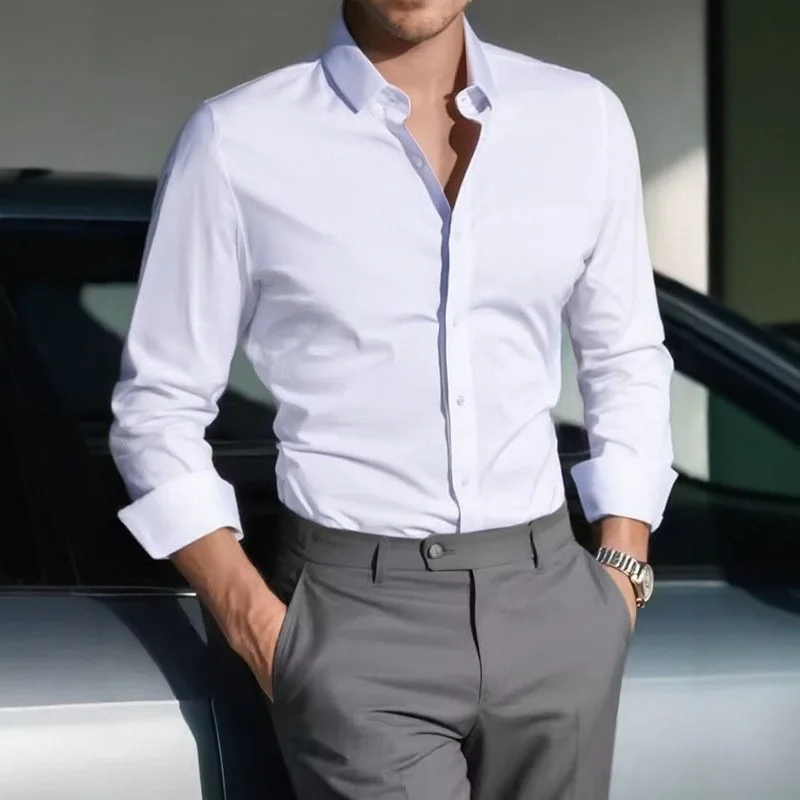 New Arrival Men's Solid White  - Men Formal Office Wear Shirts review and price