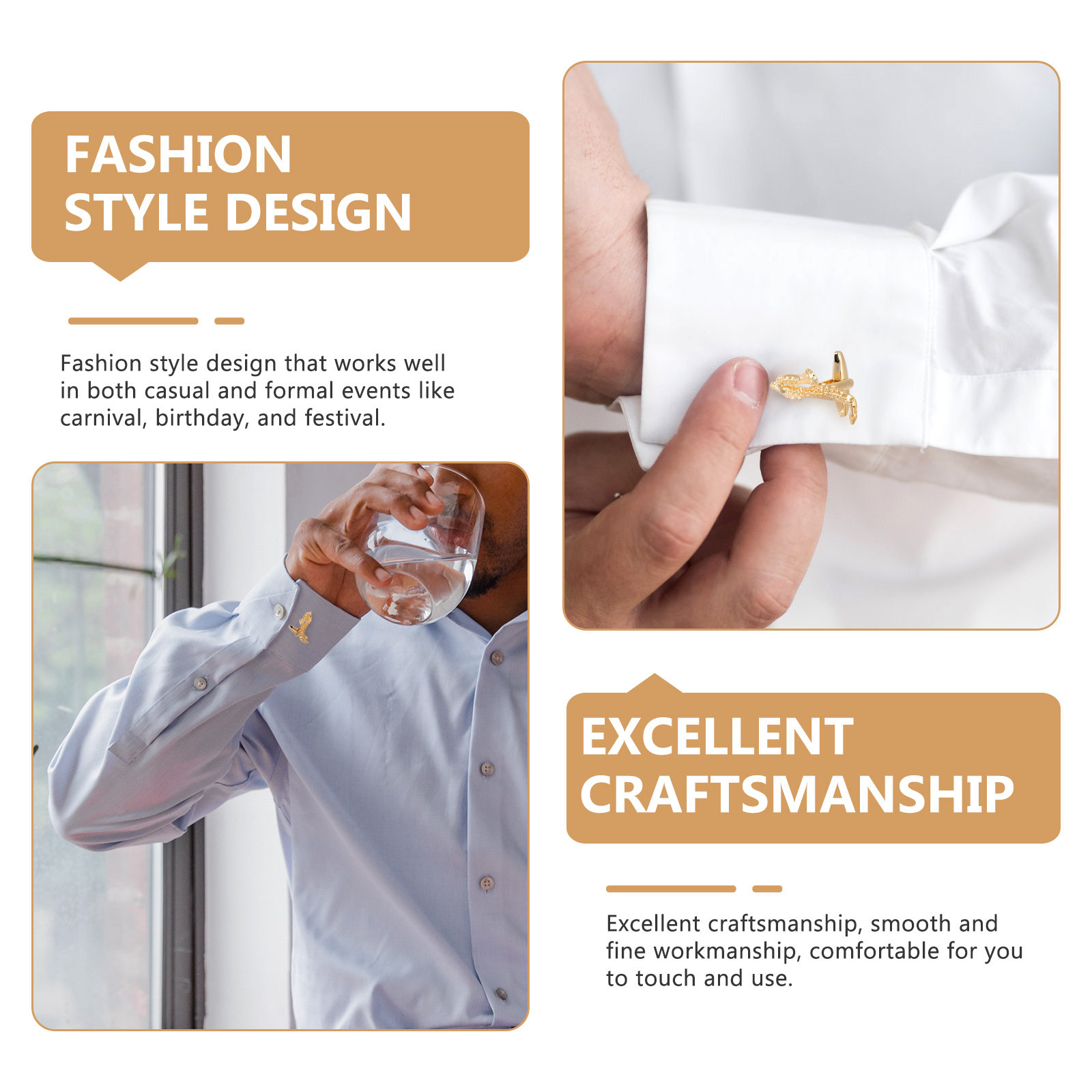 1Pair Brass Saxophone Cufflink - Men'S Formal Wear Accessories review and price
